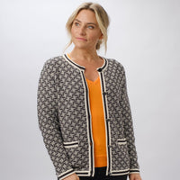 100% COTTON GEOMETRIC BLACK CARDIGAN