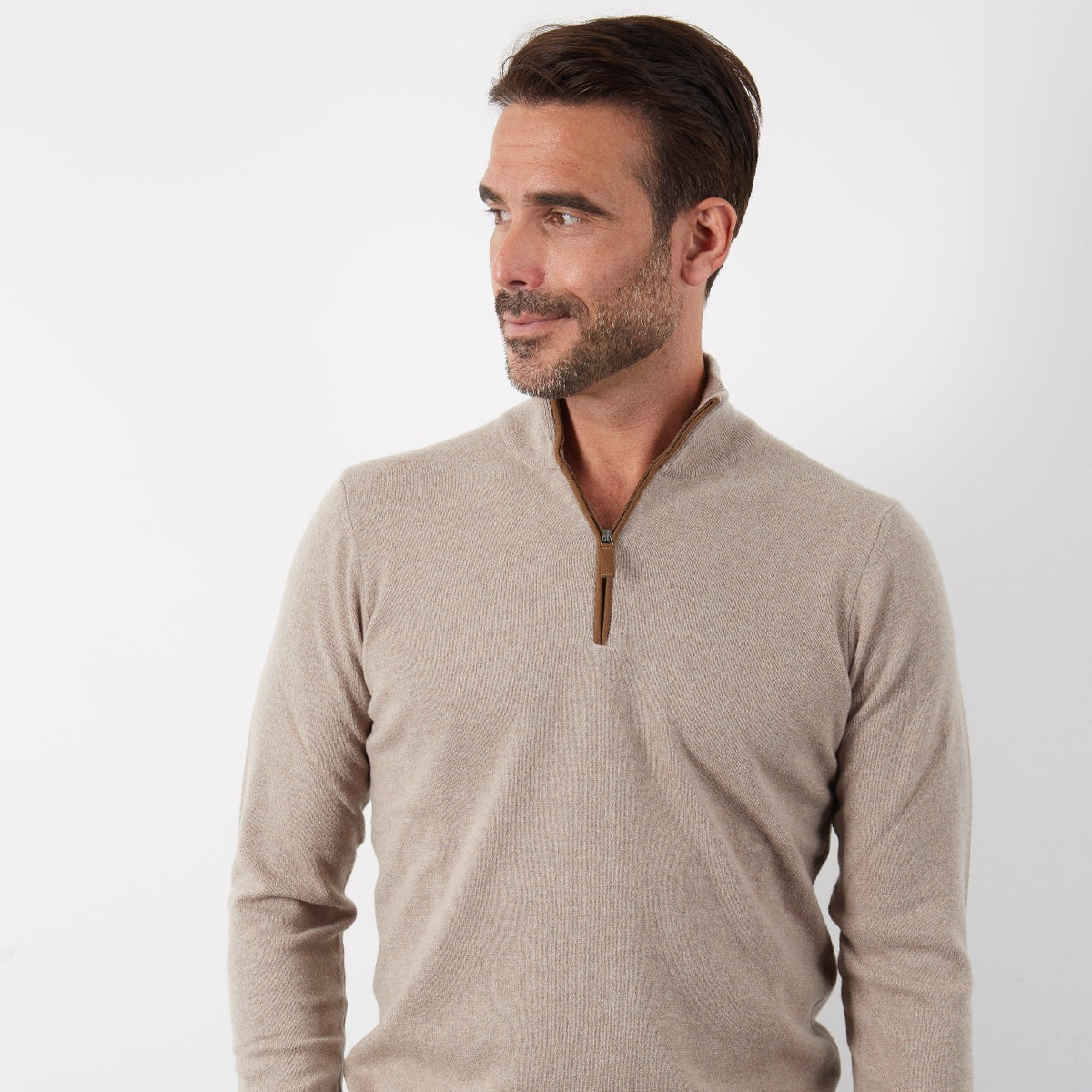 CASHMERE / MERINO TOAST ALCANTARA HALF ZIP