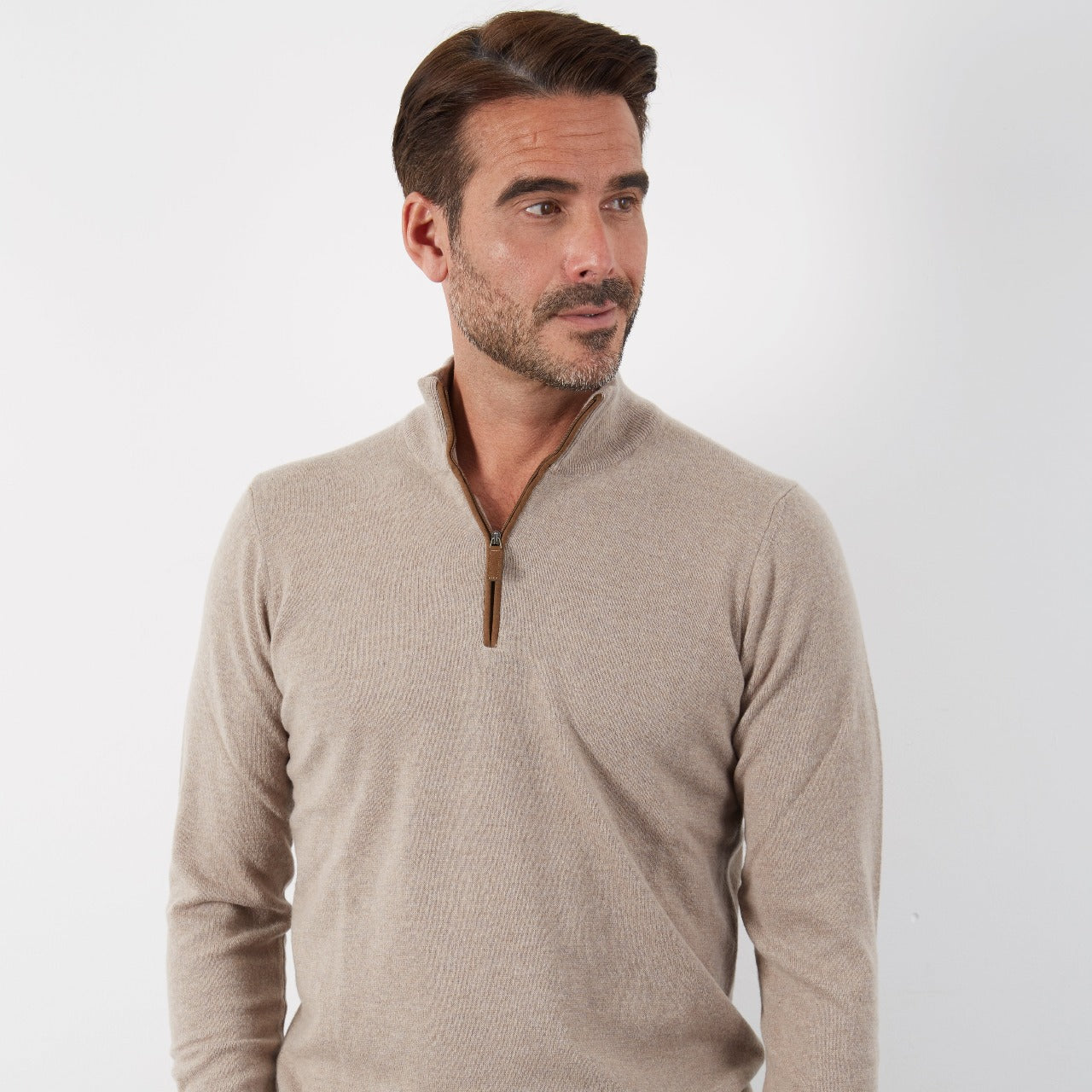 CASHMERE / MERINO TOAST ALCANTARA HALF ZIP