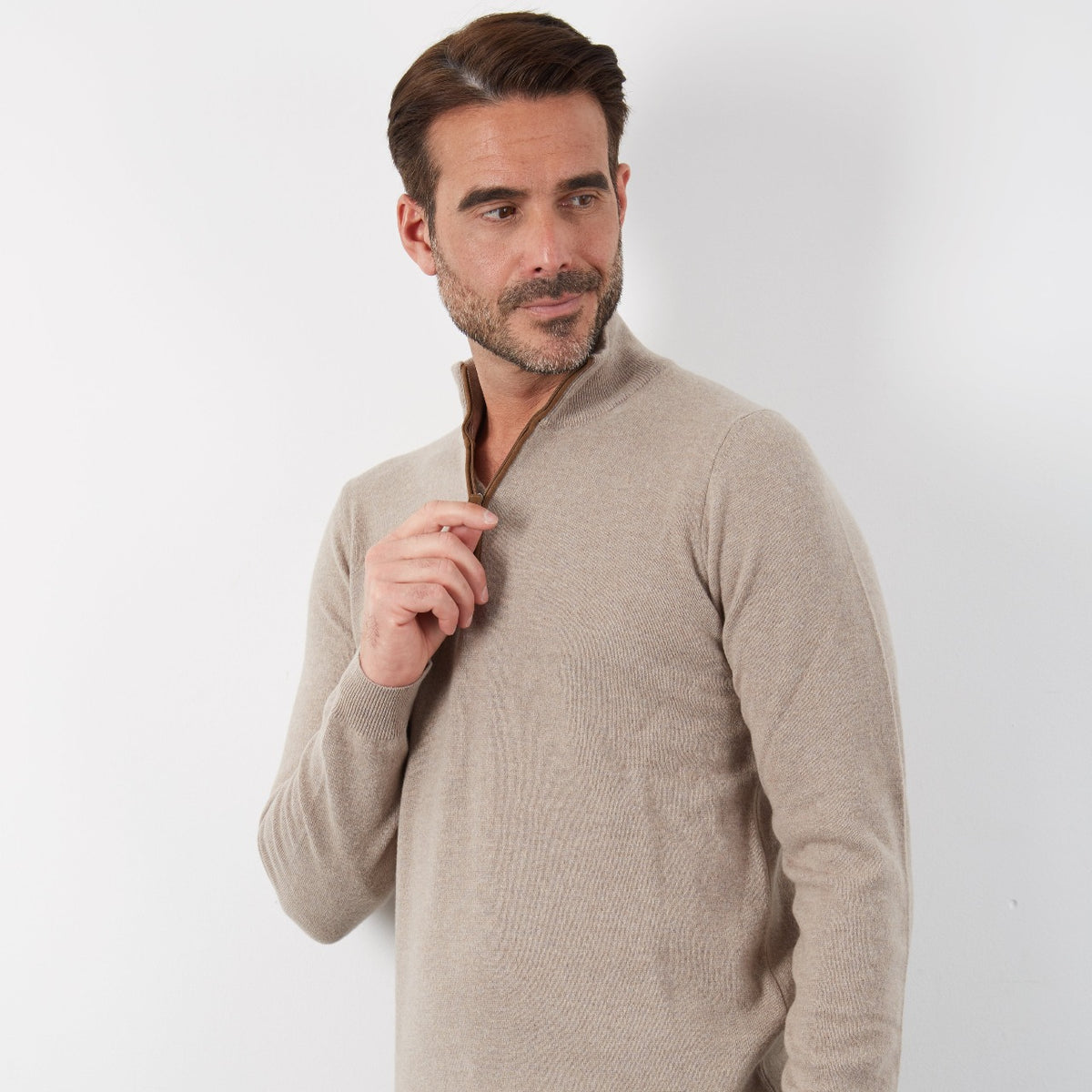 CASHMERE / MERINO TOAST ALCANTARA HALF ZIP