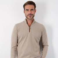 CASHMERE / MERINO TOAST ALCANTARA HALF ZIP