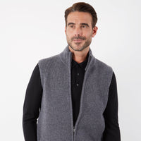 100% MERINO WOOL CHARCOAL FULL ZIP GILET